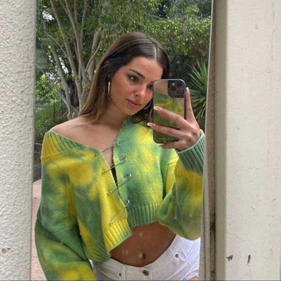 Danielle Guizio Tie Dye Knit Safety Pin Sweater - Picture 4 of 5